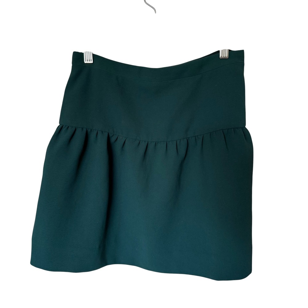 J.Crew Flounce Mini Skirt Womens 2 Emerald Green‎ Excellent Drop Waist Crepe